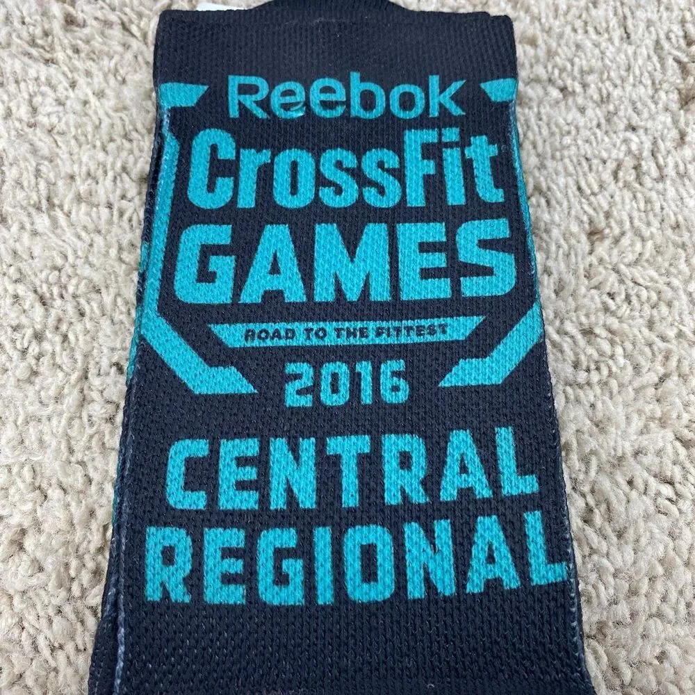 Reebok Crossfit Games Crew Socks Mens M (6-8.5) Black Teal 2016 Central Regional